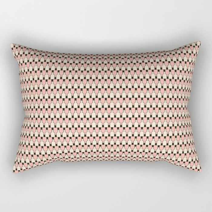 Geometric Cutting Board Pattern in Pink Rectangular Pillow