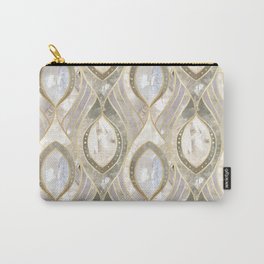 White Quartz & Gold Elegant Pattern Carry-All Pouch