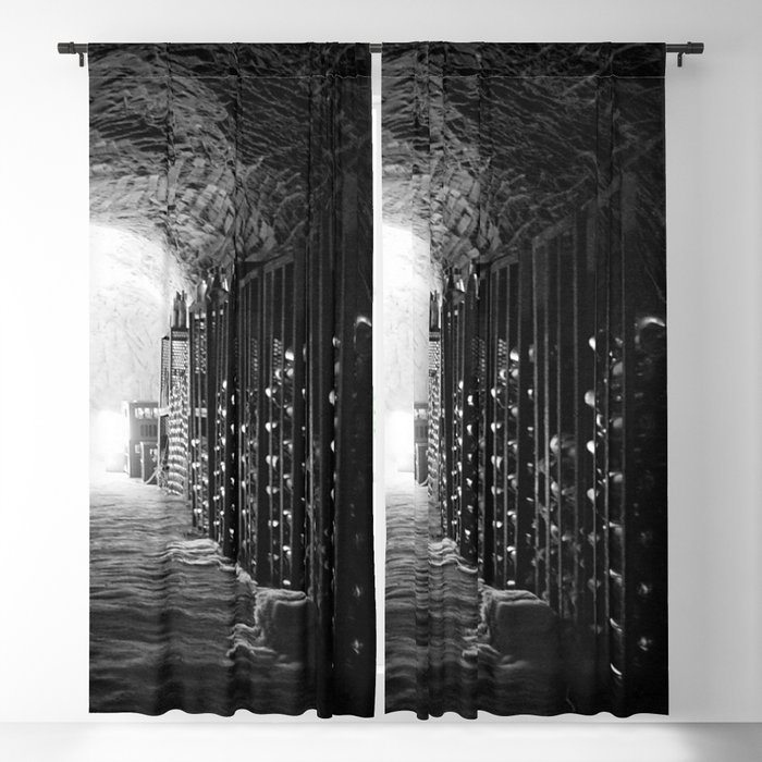Vineyard underground cave wine cellar black and white photograph - photography - photographs Blackout Curtain