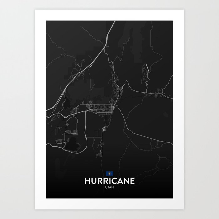 Hurricane, Utah, United States - Dark City Map Art Print