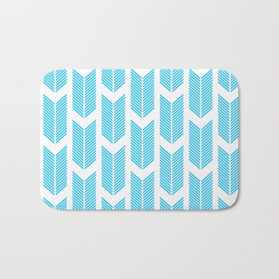 Simple Aqua and white arrow chevron - for your summer on #Society6 Bath Mat