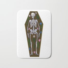 Skeleton Coffin Bath Mat | Spooky, October, Mortician, Undertaker, Funeral, Bones, Halloween, Coffin, Death, Director 