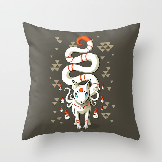 Long Tail Fox Throw Pillow