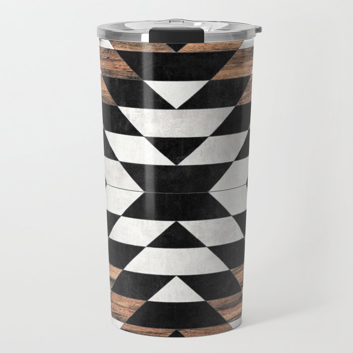 Urban Tribal Pattern No.13 - Aztec - Concrete and Wood Travel Mug