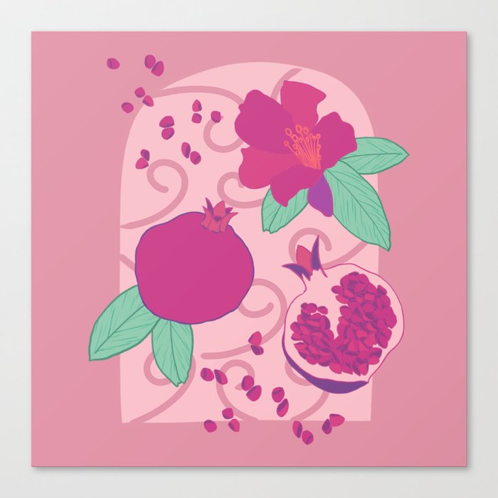 Pomegranate pink and green Canvas Print