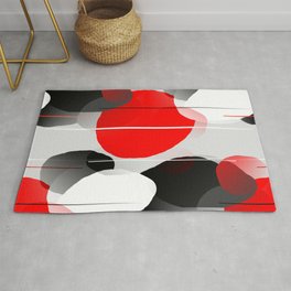 Modern Anxiety Abstract - Red, Black, Gray Area & Throw Rug