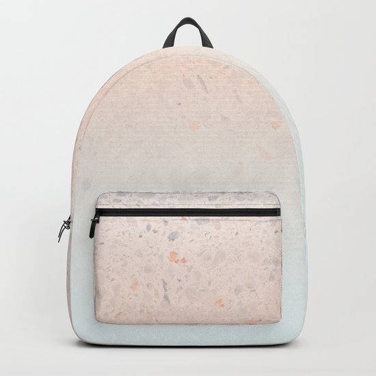 Terrazzo Pastel Colors Soft Fading Gradient Peach+Baby Blue Backpack