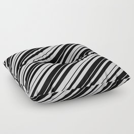 [ Thumbnail: Black & Light Grey Colored Pattern of Stripes Floor Pillow ]