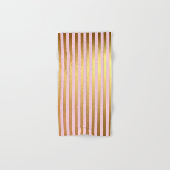 Striped- Pink and gold luxury stripes design Hand & Bath Towel