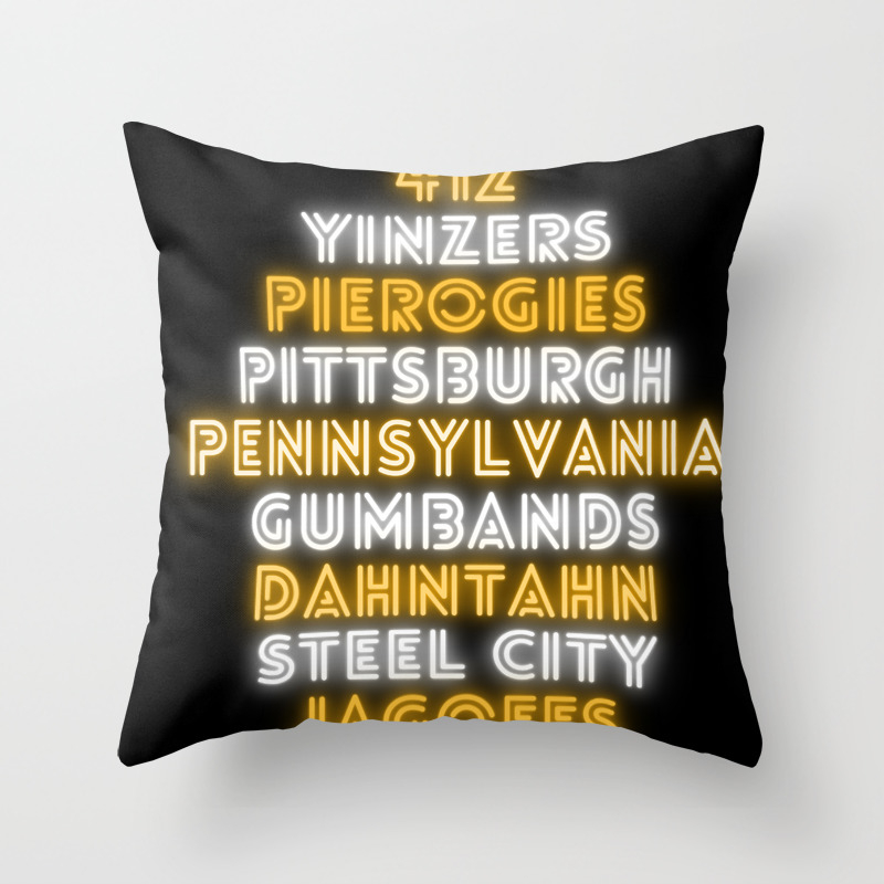 Pittsburgh Pittsburghese Funny Slang Neon Print Throw Pillow By Aarongeraud Society6