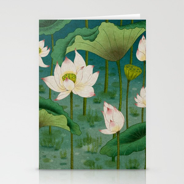 Lotus flowers A -  Minhwa-Korean traditional/folk art Stationery Cards