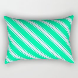 [ Thumbnail: Green & Lavender Colored Lined Pattern Rectangular Pillow ]