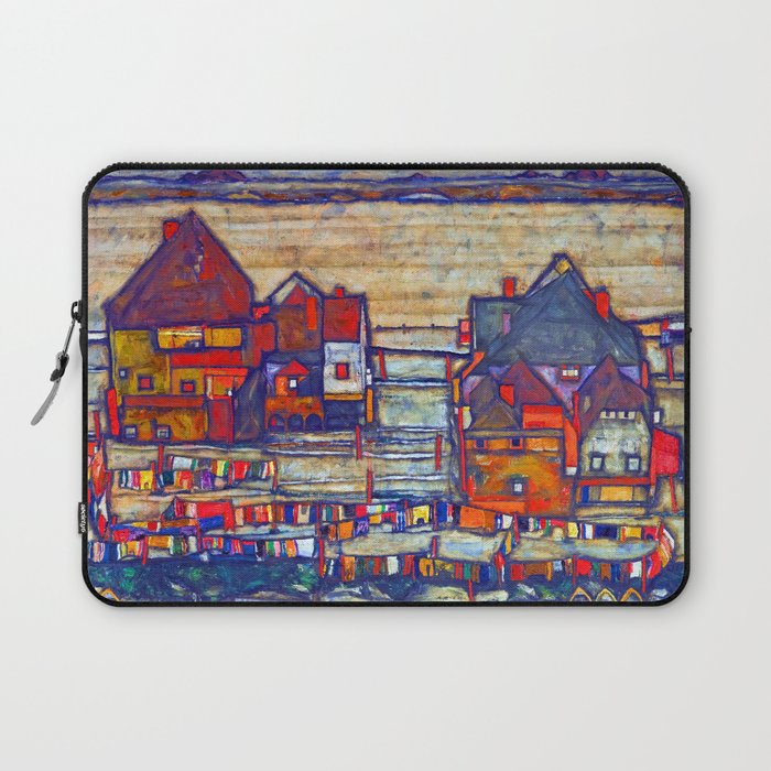 Egon Schiele Houses with Colorful Laundry Laptop Sleeve