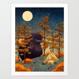 The Opposite Kunstdrucke | Illustration, Woods, Night, Camping, Ink Pen, Curated, Tent, Drawing, Fall, Outdoors 