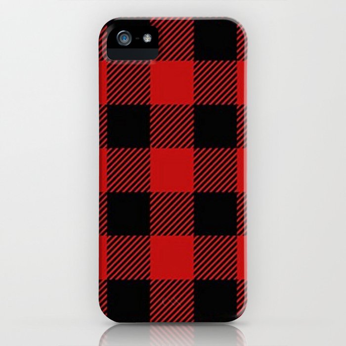 western country woodland christmas cottage primitive lumberjack buffalo plaid iphone case