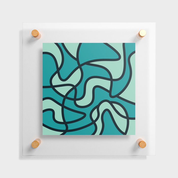Messy Scribble Texture Background - Viridian Green and Pearl Aqua Floating Acrylic Print