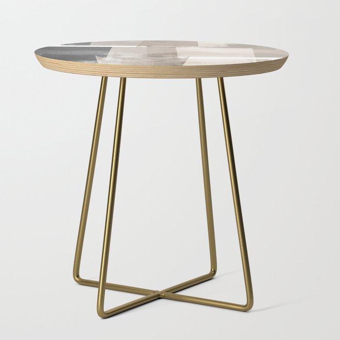 Grey and Beige Minimalist Geometric Abstract “Building Blocks” Side Table
