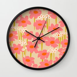 Relax in your summer meadow – floral shapes pattern Wall Clock