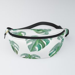 Tropical Monstera Leaf Pattern | White Background Fanny Pack