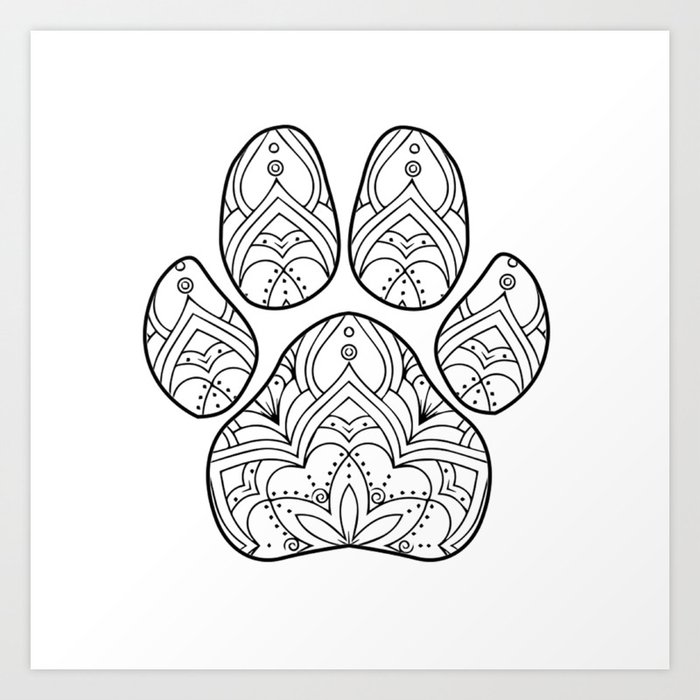 Download Mandala Pawprint Art Print by georgeswift | Society6