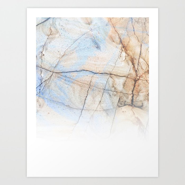 Cotton Latte Marble - Ombre blue and ivory Art Print