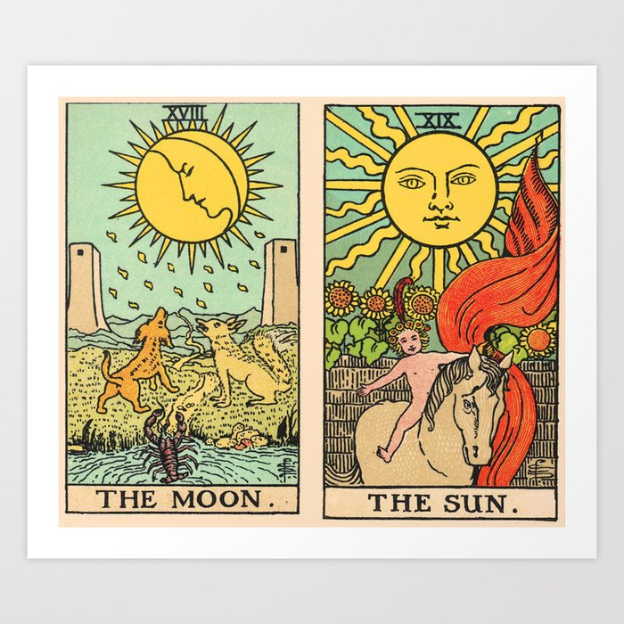 The Sun And The Moon Tarot Cards Art Print