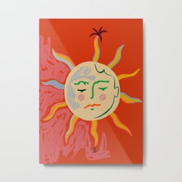 HELIOS Metal Print | Warm, Solar, Sun, Star, Pastel, Tarot, Illustration, Drawing, Fall, Colourful 