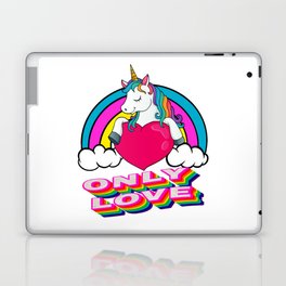 Cute Unicorn Holding A Red Heart – Valentine's Day Gift Laptop Skin