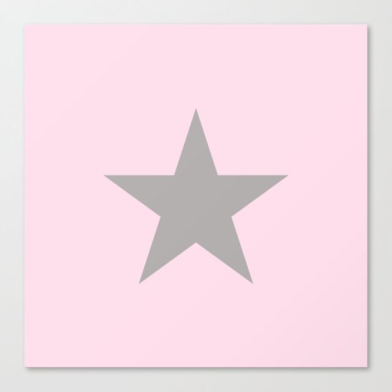 Grey star on pink background Canvas Print