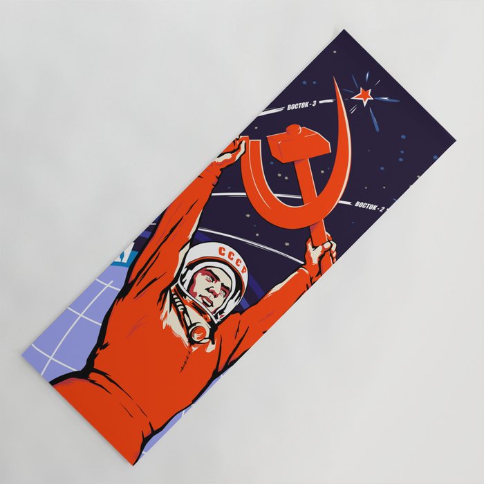 Soviet Propaganda. Yuri Gagarin Yoga Mat by The Electric Joy Co.