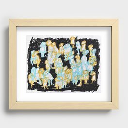 Drawing of a group of fun people Recessed Framed Print