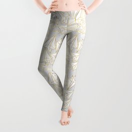 Paper Airplanes Faux Gold on Grey Leggings