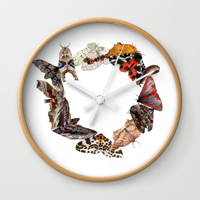 Moth Wreath Wall Clock