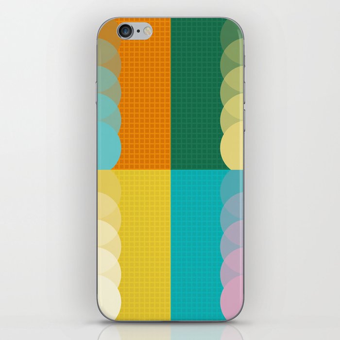 Grid retro color shapes patchwork 1 iPhone Skin
