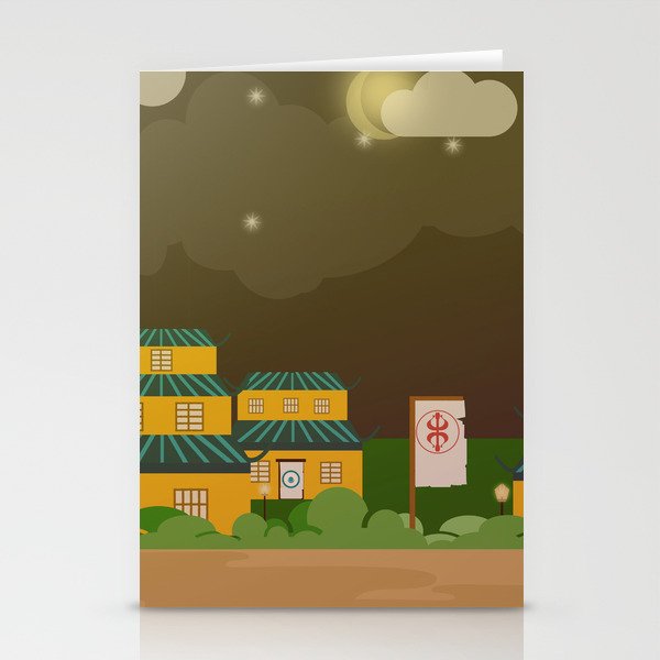 Four houses in the night Stationery Cards