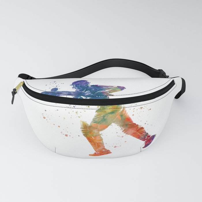Cricket player in watercolor Fanny Pack