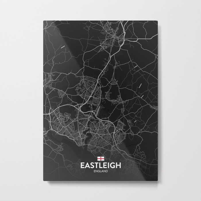 Eastleigh, England, United Kingdom - Dark City Map Metal Print