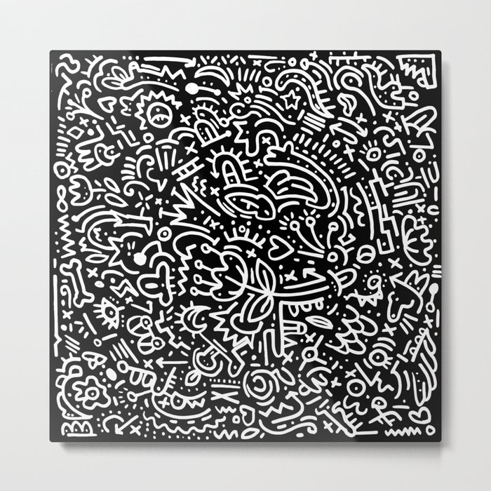 Graffiti black and white sketch doodle drawing pop modern art Metal Print