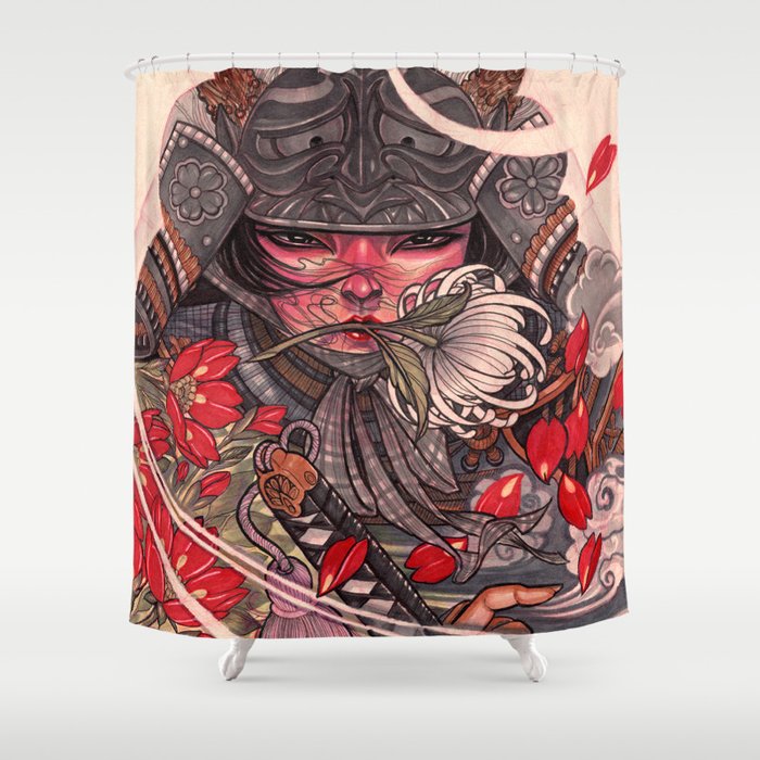 Female Samurai Warrior Shower Curtain