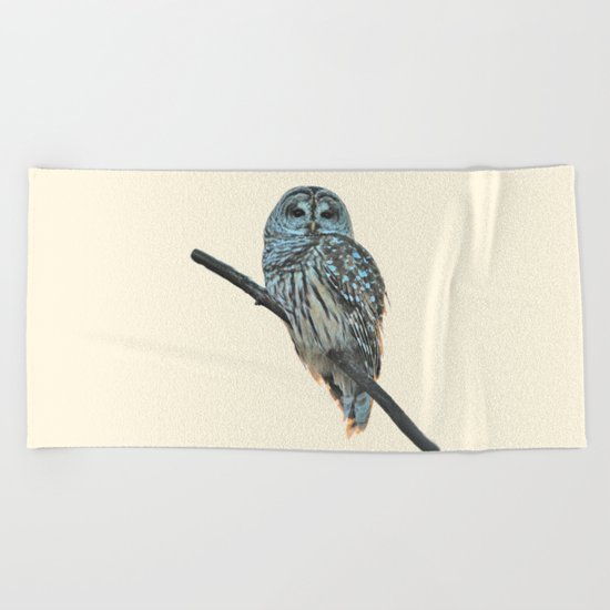 Barred Owl (beige) Beach Towel