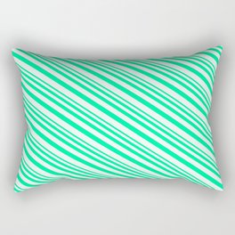 [ Thumbnail: Green and Mint Cream Colored Striped/Lined Pattern Rectangular Pillow ]