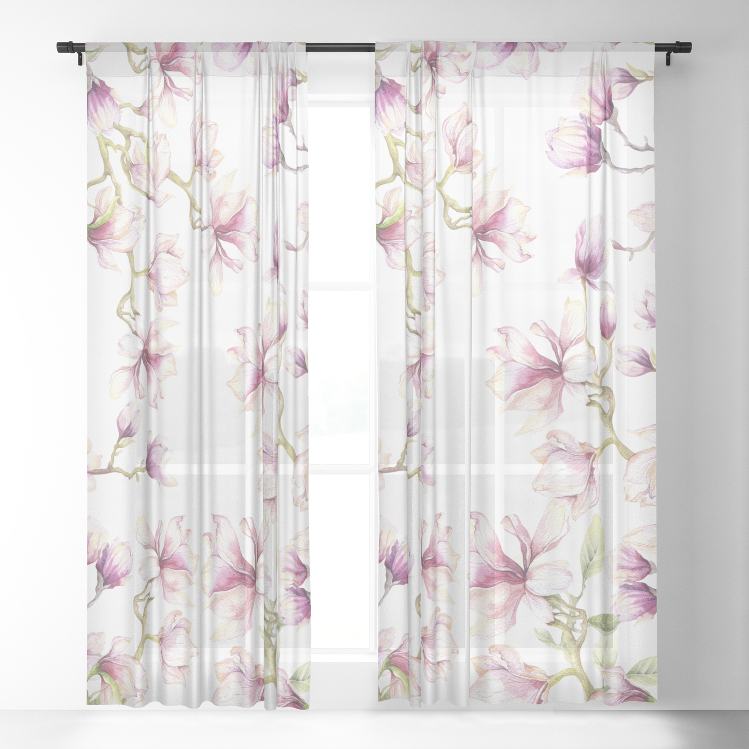Delicate Magnolia 2 Sheer Curtain By Wheimay Society6