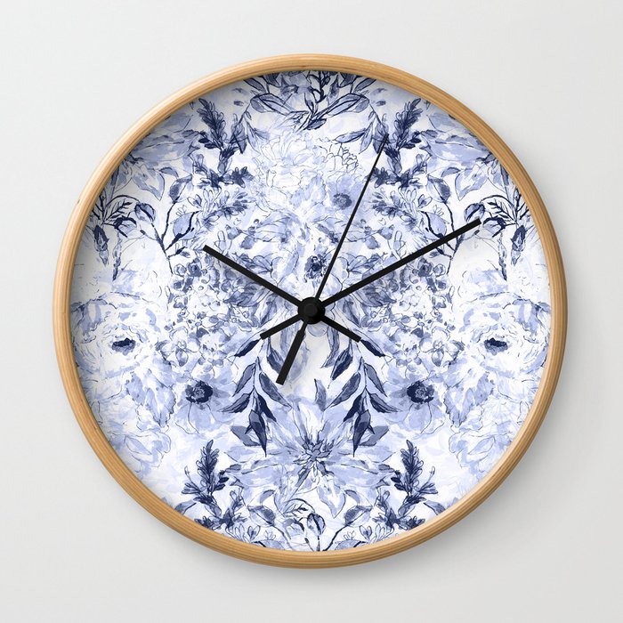 Watercolor grey floral hand paint Wall Clock
