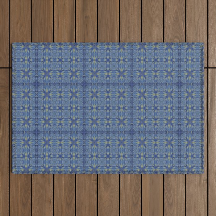 Starry night tartan pattern Outdoor Rug
