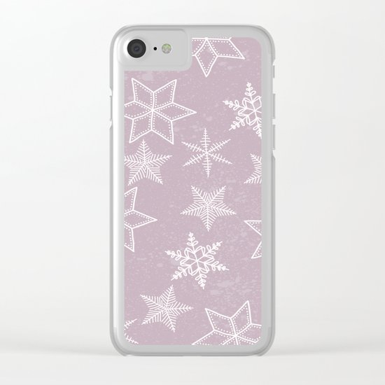 Snowflakes on pink background Clear iPhone Case