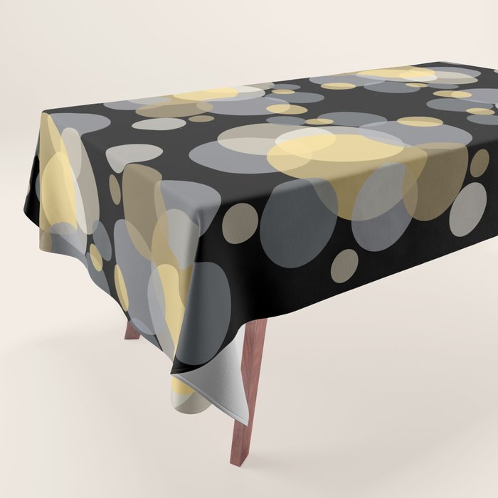 Overlapping Yellow White Grey Tablecloth by Kristen Harmon Society6