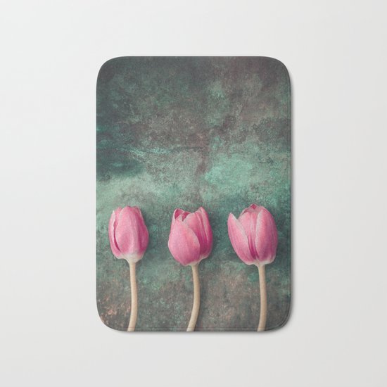 Three Red Tulips Bath Mat