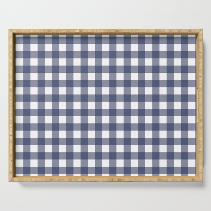 Navy blue gingham pattern Serving Tray