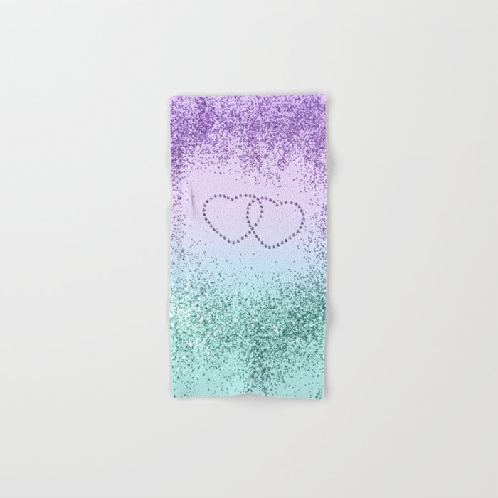 Mermaid Love Sparkling Glitter Hearts #1 (Faux Glitter) #decor #art #society6 Hand & Bath Towel