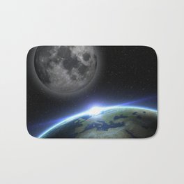 Earth and moon Bath Mat | Solar, Space, Global, Astronomy, System, View, Earth, Graphicdesign, Universe, Galaxy 
